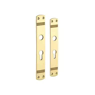 Langschild Art Deco Cilindergat PC55 messing 225x33 mm met 18 mm krukhals
