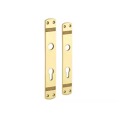 Langschild Art Deco Cilindergat PC72 messing 225x33 mm met 18 mm krukhals