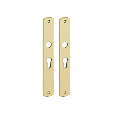 Langschild Dual Cilindergat PC55 Messing 235x35mm met 18 mm krukhals