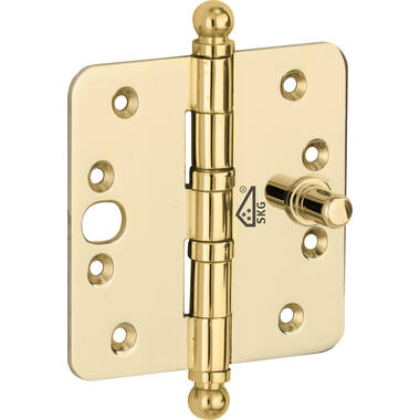 Veiligheidskogellagerscharnier Messing Bolkop 89x89mm SKG3 met ronde hoeken