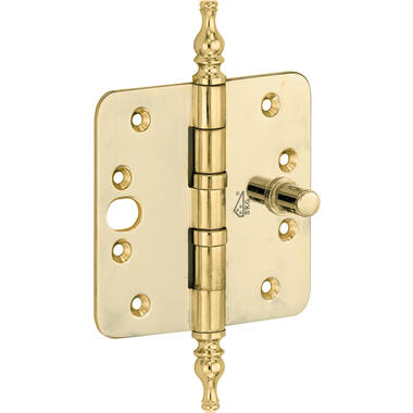 Veiligheidskogellagerscharnier Messing PVD Vaasknop 89x89mm SKG3, met ronde hoeken