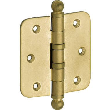 Kogellagerscharnier Messing antiek Bolknop 89x89mm Met ronde hoek
