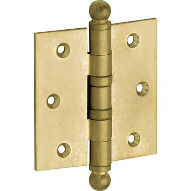 Kogellagerscharnier Messing antiek Bolknop 76x76mm Met rechte hoek