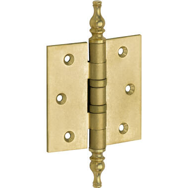 Kogellagerscharnier Messing antiek Vaasknop 76x76mm Met rechte hoek