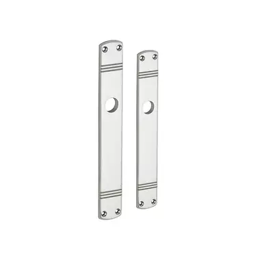 Langschild Art Deco Blind nikkel 225x33 mm met 18 mm krukhals