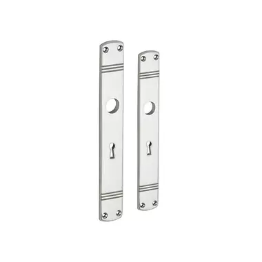 Langschild Art Deco Sleutelgat SL56 nikkel 225x33 mm met 18 mm krukhals
