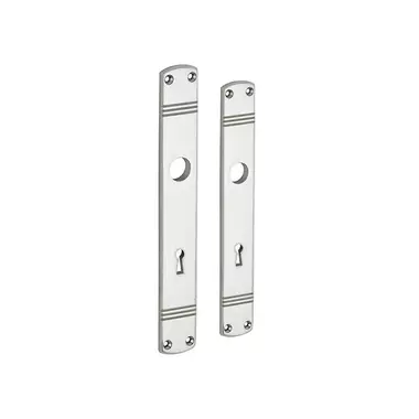 Langschild Art Deco Sleutelgat SL72 nikkel 225x33 mm met 18 mm krukhals