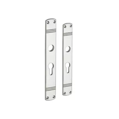 Langschild Art Deco Cilindergat PC55 nikkel 225x33 mm met 18 mm krukhals