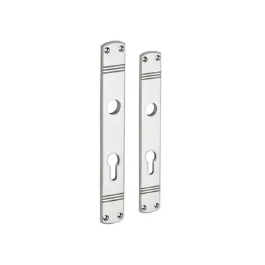 Langschild Art Deco Cilindergat PC72 nikkel 225x33 mm met 18 mm krukhals