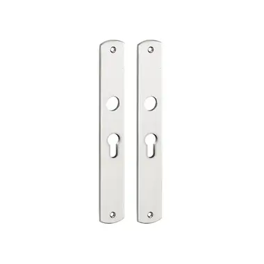 Langschild Dual Cilindergat PC55 Nikkel 235x35mm met 18 mm krukhals