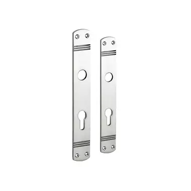 Langschild Art Deco Cilindergat PC72 mat nikkel 225x33 mm met 18 mm krukhals