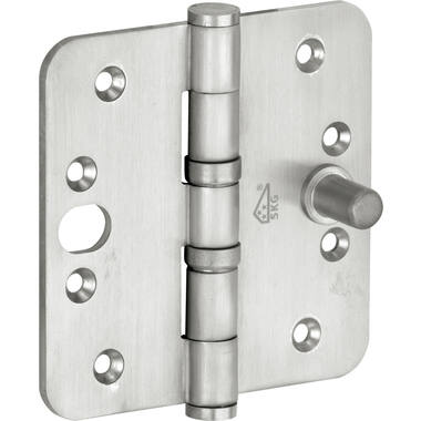 Veiligheidskogellagerscharnier Mat nikkel PVD Platkop 89x89 SKG3, met ronde hoeken