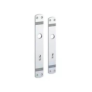 Langschild Art Deco Sleutelgat SL72 chroom 225x33 mm met 18 mm krukhals
