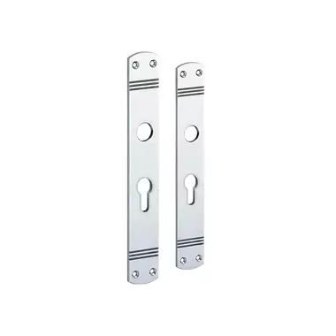 Langschild Art Deco Cilindergat PC55 chroom 225x33 mm met 18 mm krukhals