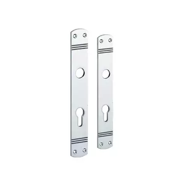 Langschild Art Deco Cilindergat PC72 chroom 225x33 mm met 18 mm krukhals