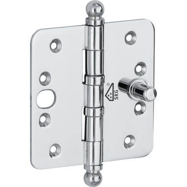 Veiligheidskogellagerscharnier Chroom Bolkop 89x89mm SKG3 met ronde hoek