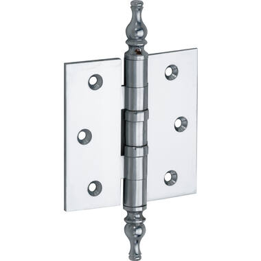 Kogellagerscharnier Chroom Vaasknop 89x89mm Met rechte hoek