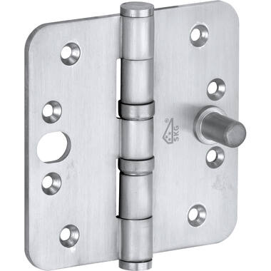 Veiligheidskogellagerscharnier Mat Chroom Platkop 89x89mm SKG3, met ronde hoeken
