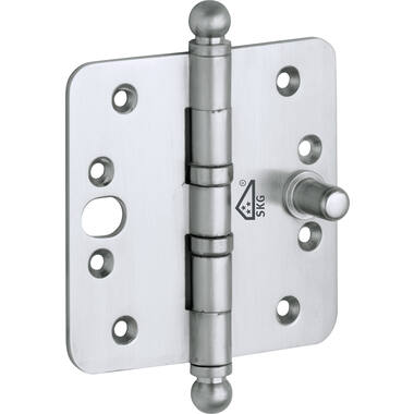 Veiligheidskogellagerscharnier Mat Chroom Bolkop 89x89mm SKG3, met ronde hoeken