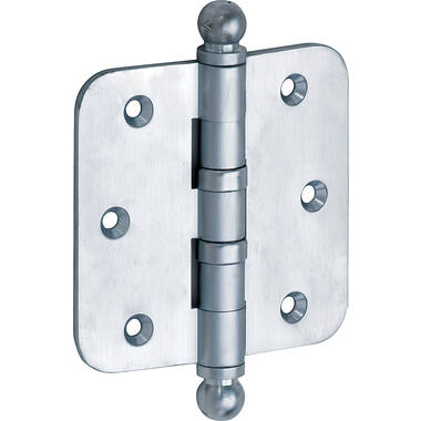 Kogellagerscharnier Mat chroom Bolknop 89x89mm Met ronde hoek