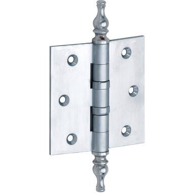 Kogellagerscharnier Mat chroom Vaasknop 89x89mm Met rechte hoek