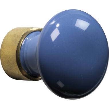Meubelknop Porselein Paddenstoel 30mm Messing/blauw