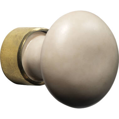 Meubelknop Porselein Paddenstoel 30mm Messing/camee mat