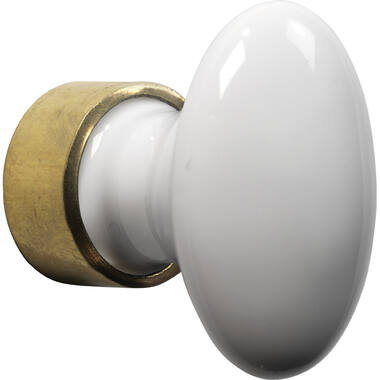 Meubelknop Porselein Ovaal 60mm Wit