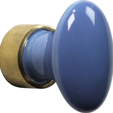 Meubelknop Porselein Ovaal 30mm Blauw
