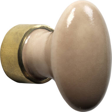 Meubelknop Porselein Ovaal 33mm Messing/camee mat