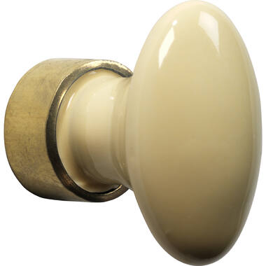Meubelknop Porselein Ovaal 33mm Messing/vanille