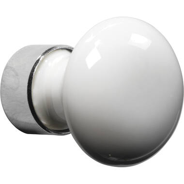 Meubelknop Porselein Paddenstoel 30mm Wit/Nikkel