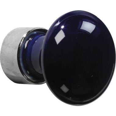 Meubelknop Porselein Paddenstoel 30mm Nikkel/blauw