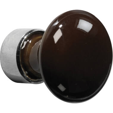 Meubelknop Porselein Paddenstoel 30mm Nikkel/bruin