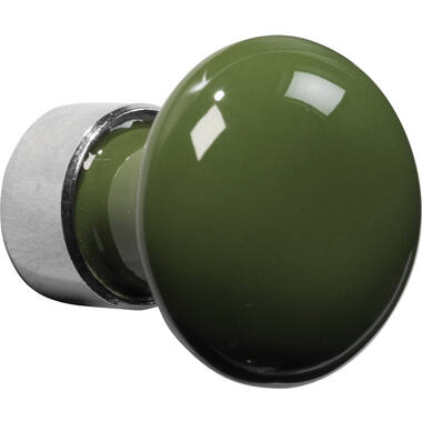 Meubelknop Porselein Paddenstoel 30mm Nikkel/groen