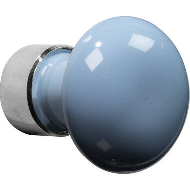 Meubelknop Porselein Paddenstoel 30mm Nikkel/l. blauw