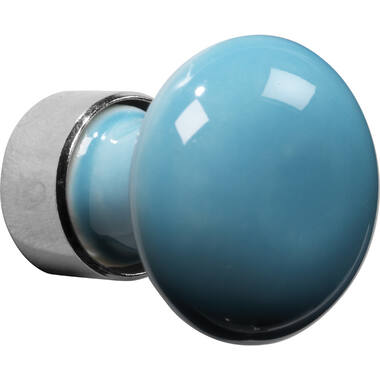 Meubelknop Porselein Paddenstoel 30mm Nikkel/turquoise