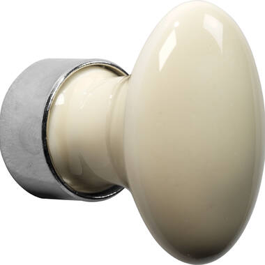 Meubelknop Porselein Ovaal 60mm Ivoor/Nikkel
