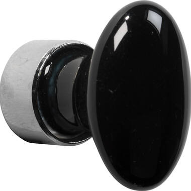 Meubelknop Porselein Ovaal 60mm Zwart/Nikkel