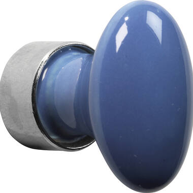 Meubelknop Porselein Ovaal 33mm Nikkel/blauw