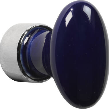 Meubelknop Porselein Ovaal 33mm Nikkel/blauwsevres