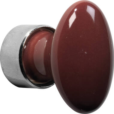 Meubelknop Porselein Ovaal 33mm Nikkel/Bordeaux