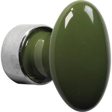 Meubelknop Porselein Ovaal 33mm Nikkel/keizergroen