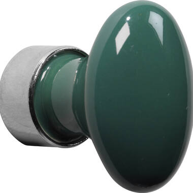 Meubelknop Porselein Ovaal 33mm Nikkel/Tirolgroen