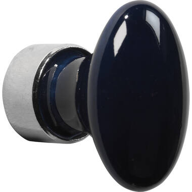 Meubelknop Porselein Ovaal 33mm Nikkel/donkerblauw