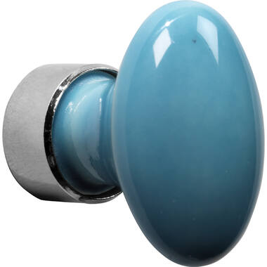 Meubelknop Porselein Ovaal 33mm Nikkel/turquoise
