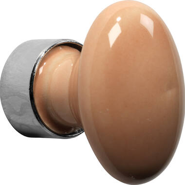 Meubelknop Porselein Ovaal 33mm Nikkel/zalm