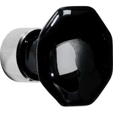 Meubelknop Porselein Octo 34mm Zwart/Nikkel