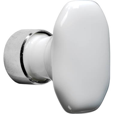 Meubelknop Porselein Ovaal Octo 36mm Wit/Nikkel