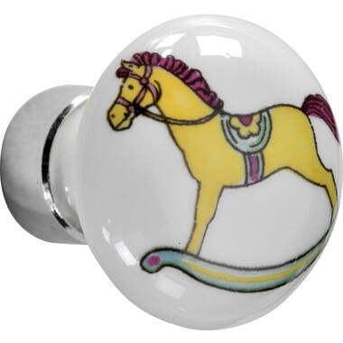 Meubelknop Porselein Paddenstoel 30mm Nikkel/paard